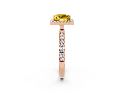 Rose gold Princess Cut Halo Diamond Pave Band with Prong Setting_2