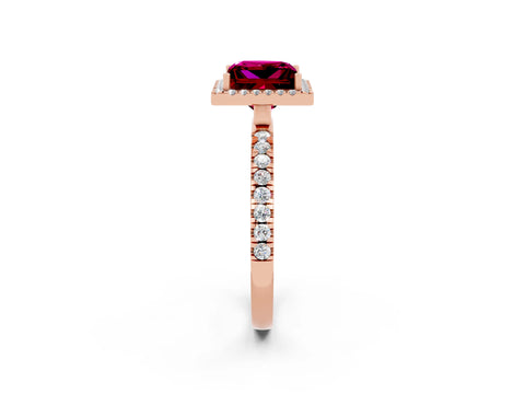 Rose gold Princess Cut Halo Diamond Pave Band with Prong Setting_2