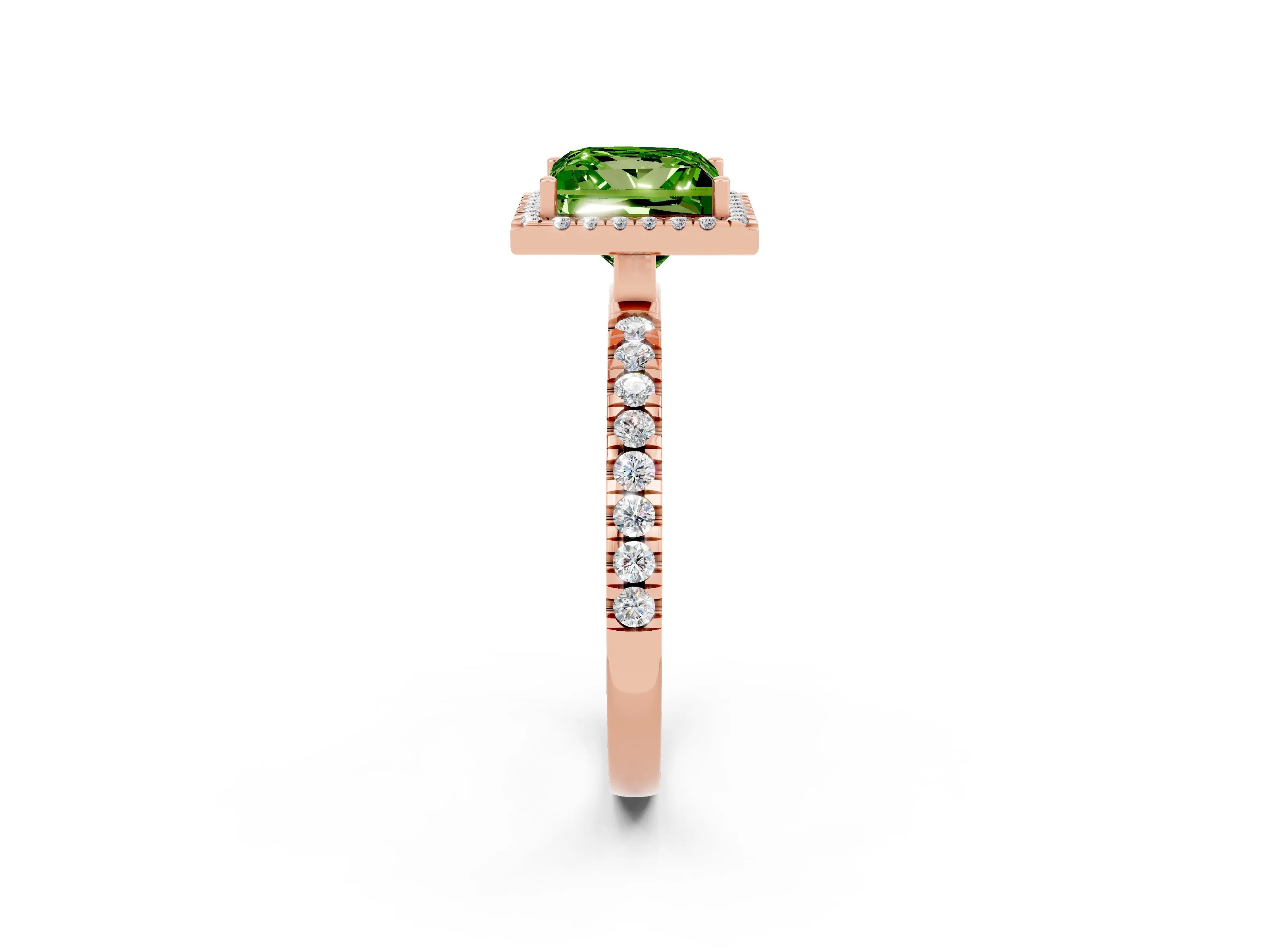 Rose gold Princess Cut Halo Diamond Pave Band with Prong Setting_2