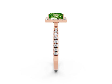 Rose gold Princess Cut Halo Diamond Pave Band with Prong Setting_2