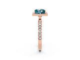 Rose gold Princess Cut Halo Diamond Pave Band with Prong Setting_2