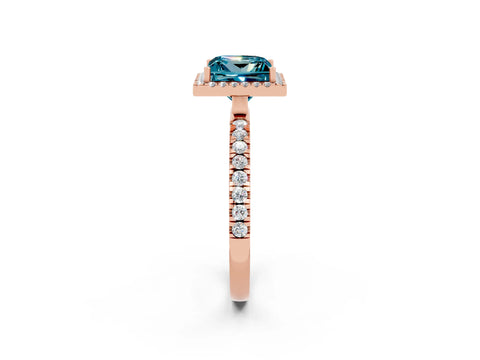 Rose gold Princess Cut Halo Diamond Pave Band with Prong Setting_2