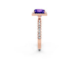 Rose gold Princess Cut Halo Diamond Pave Band with Prong Setting_2