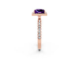 Rose gold Princess Cut Halo Diamond Pave Band with Prong Setting_2