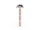 Rose gold Princess Cut Halo Diamond Pave Band with Prong Setting_2