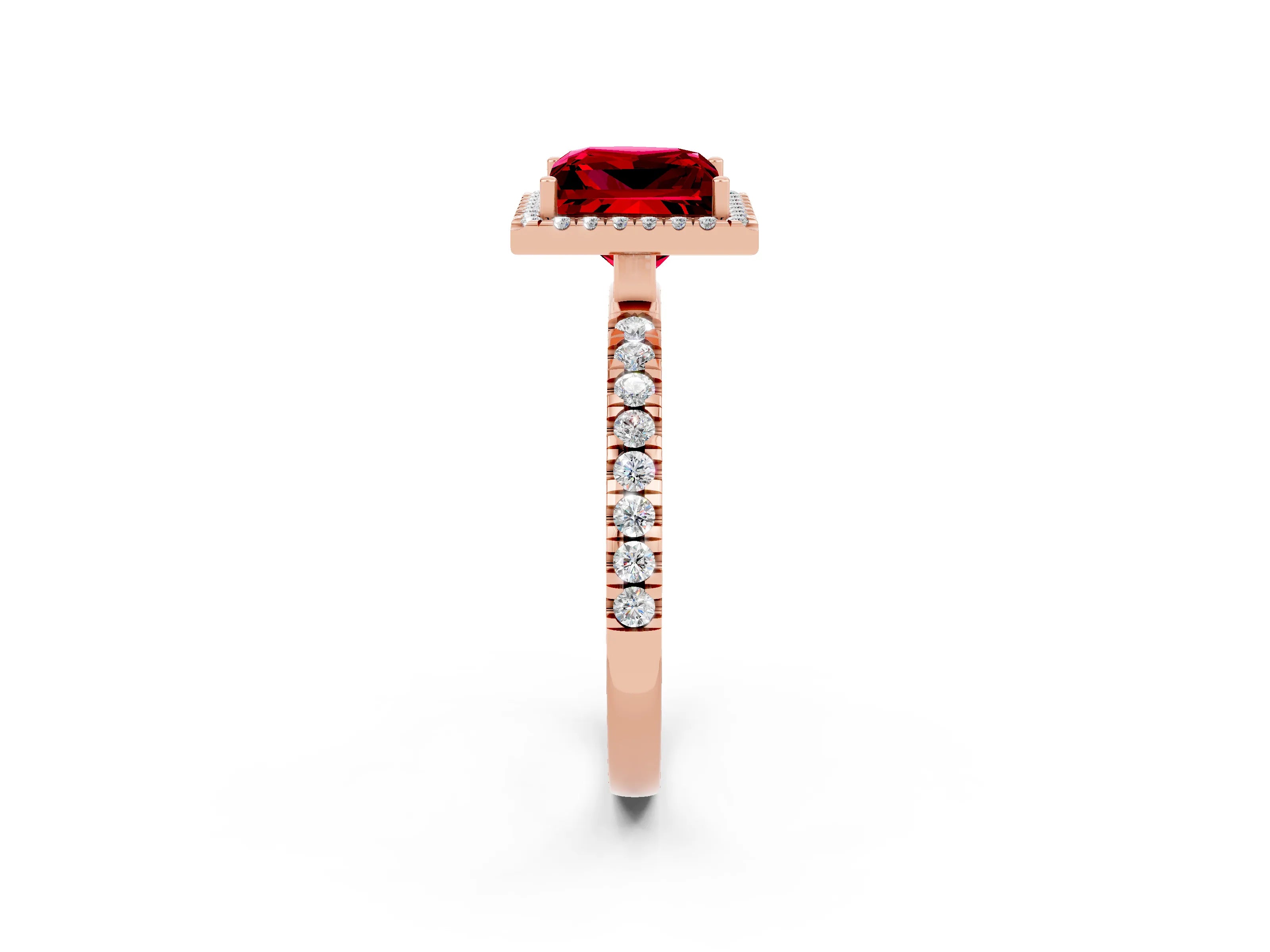 Rose gold Princess Cut Halo Diamond Pave Band with Prong Setting_2