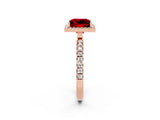 Rose gold Princess Cut Halo Diamond Pave Band with Prong Setting_2