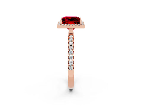 Rose gold Princess Cut Halo Diamond Pave Band with Prong Setting_2