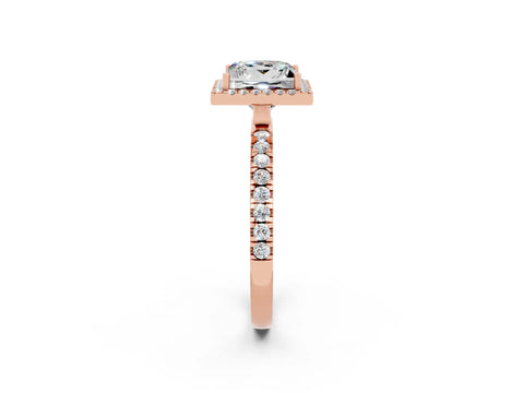 Rose gold Princess Cut Halo Diamond Pave Band with Prong Setting_2
