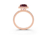 Rose gold Princess Cut Halo Diamond Pave Band with Prong Setting_3