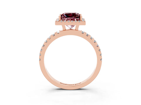 Rose gold Princess Cut Halo Diamond Pave Band with Prong Setting_3