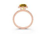 Rose gold Princess Cut Halo Diamond Pave Band with Prong Setting_3