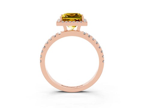 Rose gold Princess Cut Halo Diamond Pave Band with Prong Setting_3