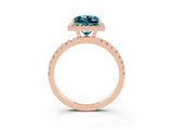 Rose gold Princess Cut Halo Diamond Pave Band with Prong Setting_3