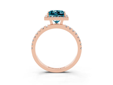 Rose gold Princess Cut Halo Diamond Pave Band with Prong Setting_3