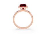 Rose gold Princess Cut Halo Diamond Pave Band with Prong Setting_3