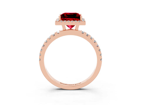 Rose gold Princess Cut Halo Diamond Pave Band with Prong Setting_3
