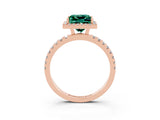 Rose gold Princess Cut Halo Diamond Pave Band with Prong Setting_3