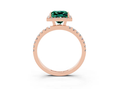Rose gold Princess Cut Halo Diamond Pave Band with Prong Setting_3