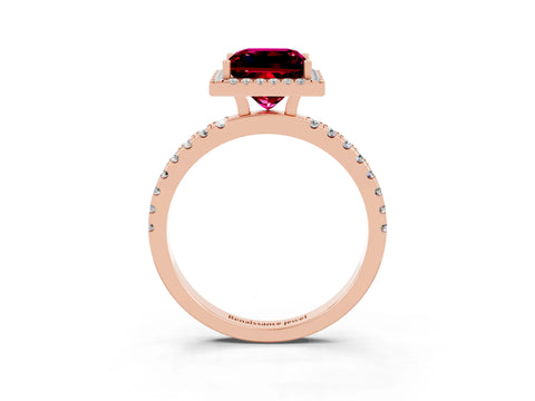 Rose gold Princess Cut Halo Diamond Pave Band with Prong Setting_3