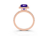 Rose gold Princess Cut Halo Diamond Pave Band with Prong Setting_3