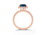 Rose gold Princess Cut Halo Diamond Pave Band with Prong Setting_3