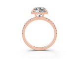 Rose gold Princess Cut Halo Diamond Pave Band with Prong Setting_3