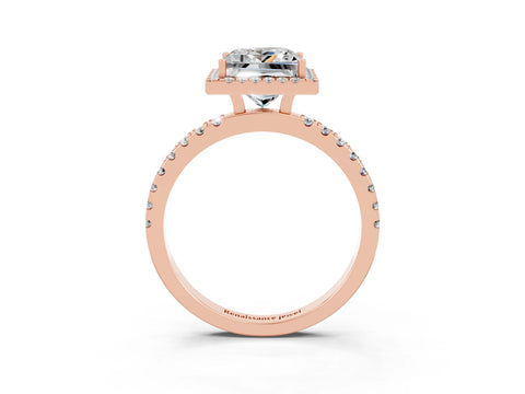Rose gold Princess Cut Halo Diamond Pave Band with Prong Setting_3