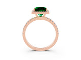 Rose gold Princess Cut Halo Diamond Pave Band with Prong Setting_3