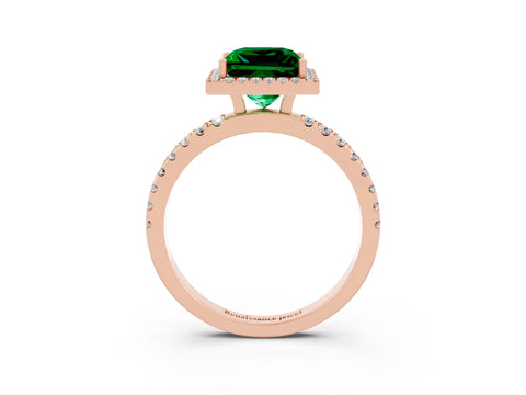 Rose gold Princess Cut Halo Diamond Pave Band with Prong Setting_3