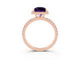 Rose gold Princess Cut Halo Diamond Pave Band with Prong Setting_3