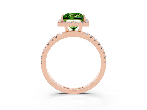 Rose gold Princess Cut Halo Diamond Pave Band with Prong Setting_3