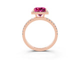 Rose gold Princess Cut Halo Diamond Pave Band with Prong Setting_3