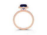 Rose gold Princess Cut Halo Diamond Pave Band with Prong Setting_3