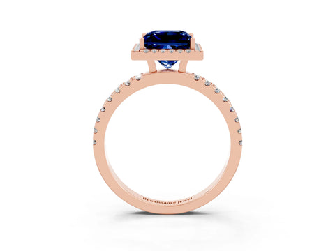 Rose gold Princess Cut Halo Diamond Pave Band with Prong Setting_3