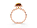 Rose gold Princess Cut Halo Diamond Pave Band with Prong Setting_3