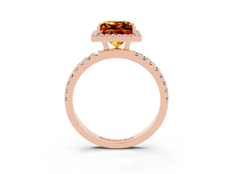 Rose gold Princess Cut Halo Diamond Pave Band with Prong Setting_3