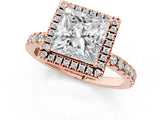 Rose gold Princess Cut Halo Diamond Pave Band with Prong Setting_4