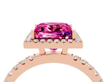 Rose gold Princess Cut Halo Diamond Pave Band with Prong Setting_4