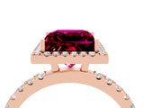 Rose gold Princess Cut Halo Diamond Pave Band with Prong Setting_4