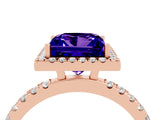 Rose gold Princess Cut Halo Diamond Pave Band with Prong Setting_4