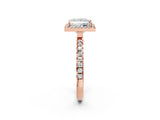 Rose gold Princess Cut Halo Diamond Pave Band with Prong Setting_5