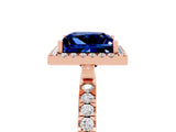Rose gold Princess Cut Halo Diamond Pave Band with Prong Setting_5