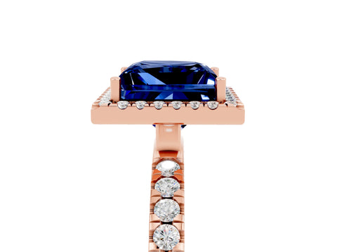 Rose gold Princess Cut Halo Diamond Pave Band with Prong Setting_5