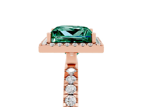 Rose gold Princess Cut Halo Diamond Pave Band with Prong Setting_5