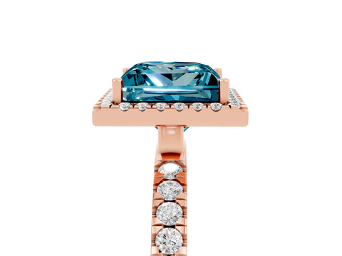 Rose gold Princess Cut Halo Diamond Pave Band with Prong Setting_5
