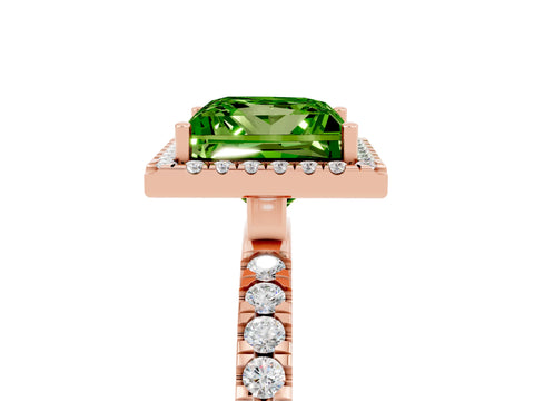 Rose gold Princess Cut Halo Diamond Pave Band with Prong Setting_5