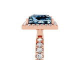 Rose gold Princess Cut Halo Diamond Pave Band with Prong Setting_5
