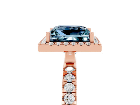 Rose gold Princess Cut Halo Diamond Pave Band with Prong Setting_5