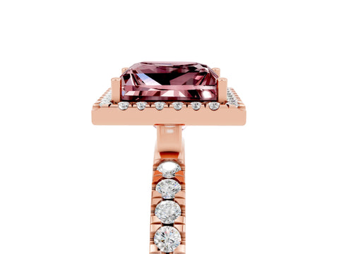 Rose gold Princess Cut Halo Diamond Pave Band with Prong Setting_5